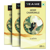 TE-A-ME Hemp Chamomile Calm Tea - Pack Of 3 X 25 Infusion Tea Bags | Chamomile Tea For Good Sleep - Caffeine Free, Biodegradable