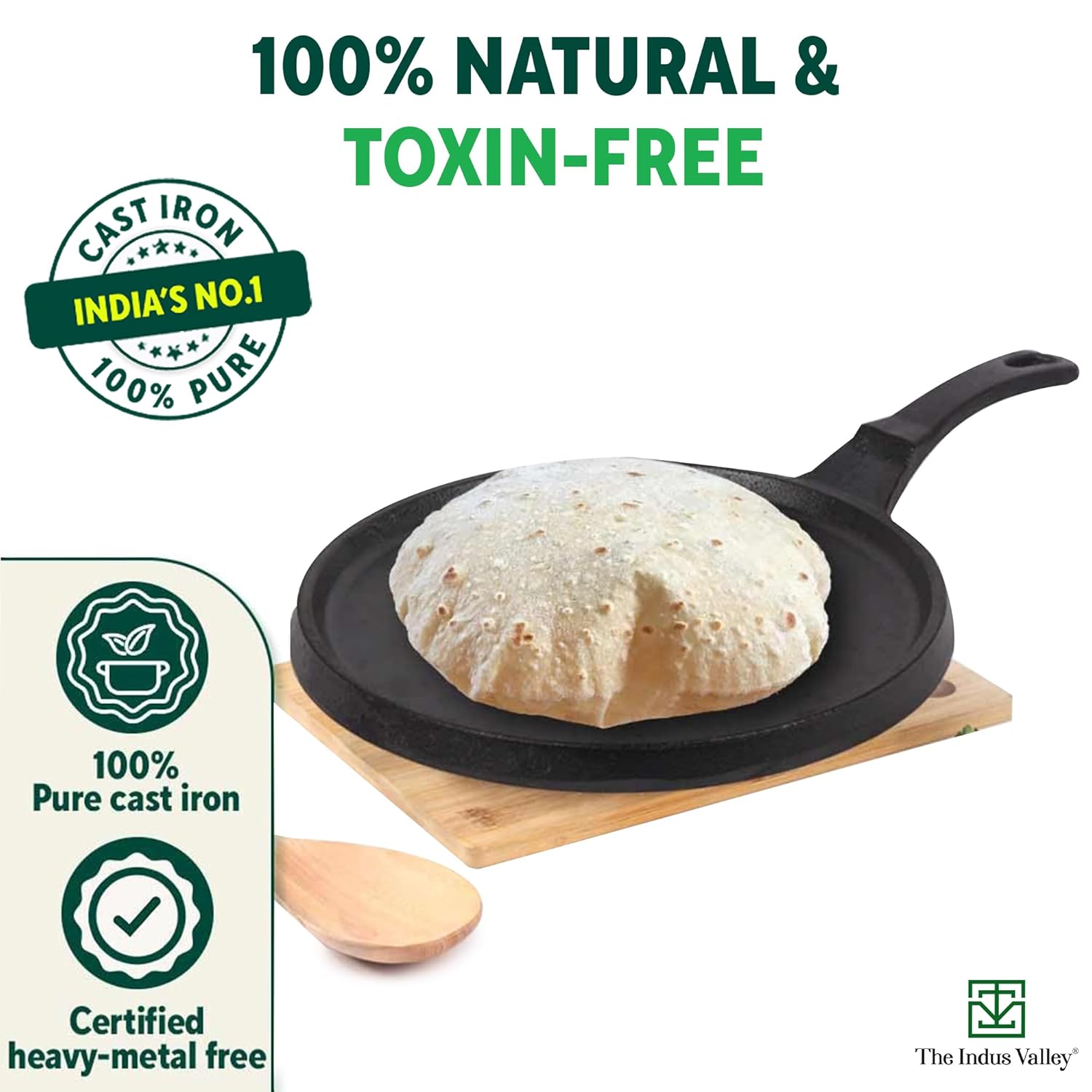 Pre-Seasoned Cast Iron Cookware Set - Kadai 25.4cm, 2.3 Liters + Tawa 25.5cm | Kitchen Cooking Combo Pots & Pans Set Of 2 Pcs - Naturally Nonstick Pre-Seasoned Cast Iron Cookware Set - Kadai 25.4cm, 2.3 Liters + Tawa 25.5cm | Kitchen Cooking Combo Pots & Pans Set Of 2 Pcs - Naturally Nonstick