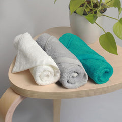 Heelium Bamboo Face Towel 600 Gsm | Ultra Absorbent & Odour-Free 3x Softer Than Cotton Towels | Pack Of 3 -Light Grey, Teal & White