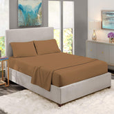 1 Fitted Elastic Bedsheet For King Size With 2 Pillow Covers - 108 X 108 Inches, Taupe | Easy Care Instructions For Long-Lasting Elegance