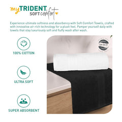 Mytrident Soft Comfort Air Rich 100% Cotton Bath Towel 1000 Gsm | Highly Absorbent Towels For Men & Women Bath Towel (Black & White) - 2 Pcs