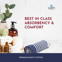 Suam Suntails Luxury Pure Cotton Towels 400 Gsm | Absorbent, Quick Dry Super Soft Ideal For Bath, Beach, Swimming & Travel Standard Size (Dark Blue & Red), 250 Tc