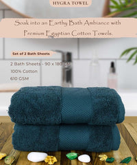 Rangoli Soft Absorbent Durable Towels Earthly Egyption Cotton Plush Oversized Large Size Bath Towel 1200 Gsm (Teal)- Pack Of 2