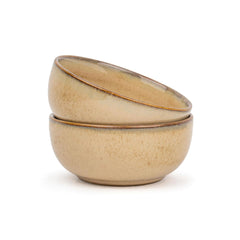 Ceramic Veg Bowls Set Of 6 For Dinner - 180ml Each, Beige Reactive | Katori Set With Glossy Finish - Porcelain Ceramic Bowls Set | Dessert Bowl Set