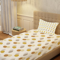 Bedsheet For Single Bed With 1 Pillow Cover | 58 X 90 Inches, Cream & Yellow - 200 Thread Count Soft & Comfortable | Ideal For Bedroom, Guest Room, House
