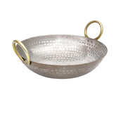 Heavy Base Silver Iron Matthar Or Hammered Kadhai, 700ml | Kadai With Handle For Kitchen - Deep Frying Kadai Free Stainless Steel Scrubber