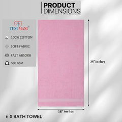 Tuni Mani Plain Turkish Hand Towel 100% Cotton 1200 Gsm (Pack Of 6) - Multicolour