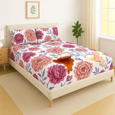 1 Double Bedsheet For King Size With 2 Pillow Covers - 78x72+10 Inches, Multicolor | Leakproof, Dustproof & Skin-Friendly - All Round Elastic Fitted Bedsheet