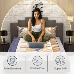 Bedsheet For Queen Size Bed With 2 Pillow Covers - 90 X 100 Inches, Multicolor | Soft, Breathable, Wrinkle Free & Fade Resistant