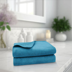 Sassoon Venir Microfiber 2 Piece Hand Towels 450 Gsm | Absorbent & Quick Dry Multipurpose Hand Towels (Peacock)