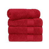 Trident Soft Comfort Air Rich 100% Cotton Bath Towels 500 Gsm | Large Size Bathroom Towels For Men/Women, 4 Pcs (Crimson)