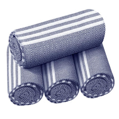 Destin Home Turkish Peshtemal Beach Towels 1.5 Kg | Cotton Soft, Lightweight, Quick-Drying & Absorbent For Beach Pool Spa Picnic Travel (Navy Blue)- Set Of 4