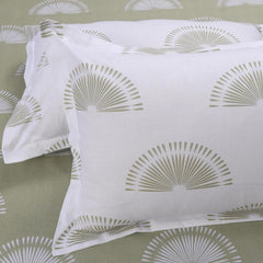 Cotton 144 TC Bedsheets For King Size Bed With 2 Pillow Covers | 108 X 108 Inches, White & Green | Breathe Easy In Cotton Comfort