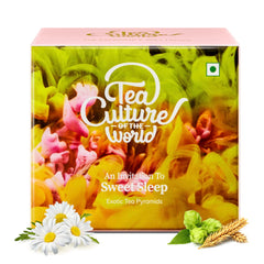 Tea Culture Of The World Sweet Sleep Herbal Tea - 16 Tea Bags | Soothing Sleep Tea For Stress & Anxiety - Made With Chamomile, Lavender, Hop Flower & Oat Straw | Medium Caffeine