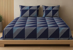 1 Bedsheet For Double Bed With 2 Pillow Covers - 90 X 100 Inches, Dark Blue | Premium Cotton Material Double Bedsheet Queen Size | Skin Friendly & Long Lasting