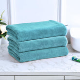 Black Gold The Finer Touch Microfiber Bath Towels 1500 Gsm | Super Absorbent, Lightweight, Ultra-Soft, Fade Resistant (Green Blue) - Pack Of 3