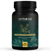 Ambrosial Ashwagandha 500mg Herbal Supplement 100% Natural & Vegan High Strength, Immunity Support, Improves Blood Flow & Reduces Cortisol Levels | 60 Capsules 100gm 0.2lbs