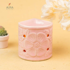 PINK HANDCRAFTED SMALL CERAMIC BURNER WITH 1 T-LIGHT CANDLE FOR HOME DECORATION