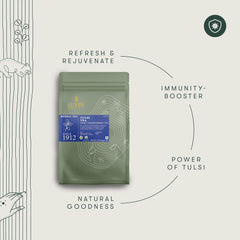 Luxmi Estates Tulsi + Ginger Herbal Tea - 100gm, 3.5 Ounce, 50 Tea Bags Each | USDA Certified Organic Tea - Caffeine Free Herbal Tea | Immune Support, Relief & Uplift Mood