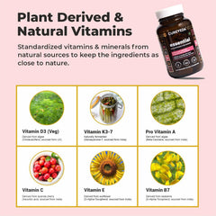 Cureveda Essential Multivitamin For Women , D3, Zinc, Vitamin C, Iron, Biotin | 60 Tablets , 100gm 0.2lbs
