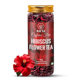 Blue Tea Hibiscus Flower Herbal Tea - 50gm Pet Jar, 1.7 Ounce, 50 Cups | Flower Based Skin Glow Enhancing Tea - Caffeine Free, Tangy Flavor, Non-GMO | No Added Colors, No Preservatives
