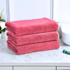Black Gold The Finer Touch Microfiber Bath Towels 1500 Gsm | Super Absorbent, Lightweight, Ultra-Soft, Fade Resistant (Pink) - Pack Of 3