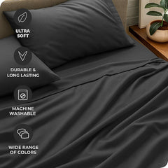 Flat Single Bedsheet With 2 Pillow Covers - 60 X 90 Inches, ?Dark Grey | Comfortable & Durable Sheet | Perfect For All-Year-Round Comfort