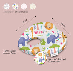 Premium Head Shaping Heart Shape Memory Foam Pillow, Baby Pillow, Animal Print - 23 X 23 X 4 Cm | Lightweight & Portable, Ultra - Soft & Breathable Fabric Pillow - Pack Of 1