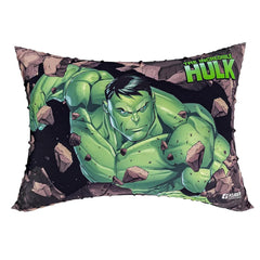 Polyester Marvel Hulk Print Pillow For Kids, Green - 12x18 Inches | Super Soft Pillow Filler for Sleeping & Traveling | Easy to Carry - Ideal for Boys & Girls, Suitable For All Sleepers - 3 Pcs