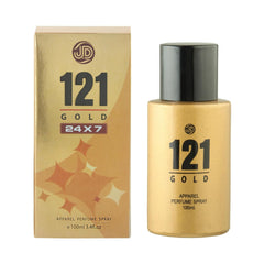JD International 121 Gold Apparel Unisex Perfume With Long Lasting Fragrance - 100ml, 3.4 Fl.oz. | Perfume For Men & Women