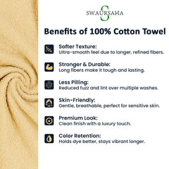 Swaursaha Premium Cotton Bath Towel 600 Gsm | Ultra Soft, Quick Dry, Super Absorbent Towel For Home, Spa, Gym & Travel (Beige)