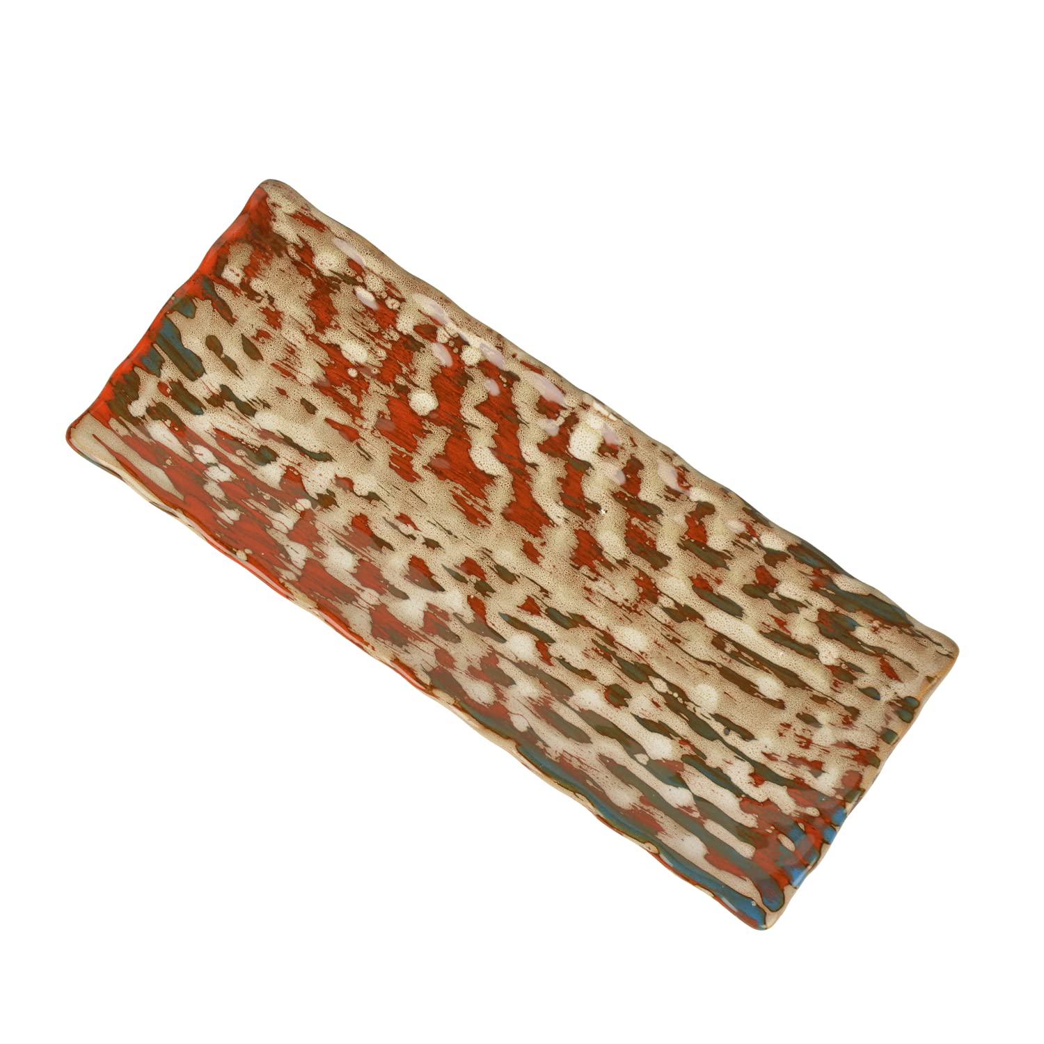 Hand Brush Stroke Design Ceramic Rectangular Platter - Multicolor, Length: 30 Cm, Width: 12 Cm | Starter Serving Tray Hand Brush Stroke Design Ceramic Rectangular Platter - Multicolor, Length: 30 Cm, Width: 12 Cm | Starter Serving Tray