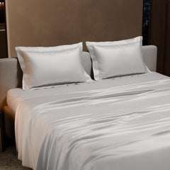 Satin Bedsheet For Double Bed With 2 Pillow Covers - 90 X 100 Inches, White | Premium Bedding Set & Wedding Gift For Couples