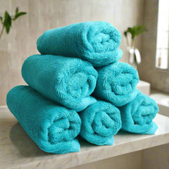Heelium Bamboo Hand Towel 1200 Gsm | Ultra Absorbent & Anti-Bacterial 3x Softer Than Cotton Towels Pack Of 6 - Teal