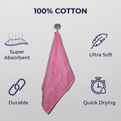 Nive Home Linens 100% Cotton Hand Towel 600 Gsm | Ultra Soft, Thick & Super Absorbent, Quick Dry Hand Towel (Red, Blue & Pink) - 3 Pcs
