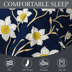 King Size Bedsheet With Two Pillow Cover (Size - 78 X 72 Inches, Royal Blue) | Elastic Fitted Floral Bedsheet | Best For Festival Gifting