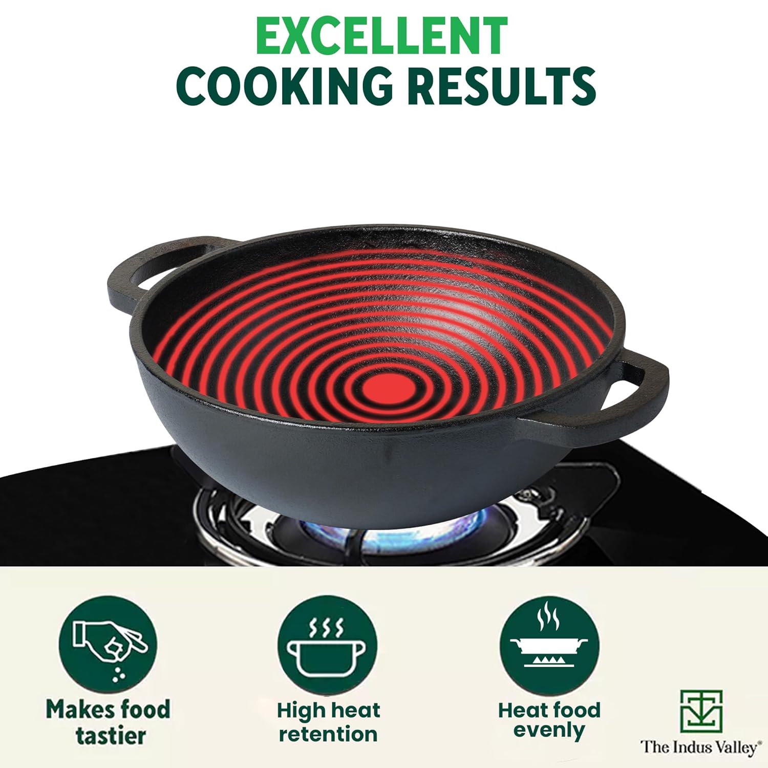 Pre-Seasoned Cast Iron Kadai With Flat Handles - Medium, 25.4 Cm, 10 Inch, 2.3 Liters, 2.5 Kg | Naturally Nonstick Kadhai, 100% Pure & Toxin-Free, No Chemical Coating Pre-Seasoned Cast Iron Kadai With Flat Handles - Medium, 25.4 Cm, 10 Inch, 2.3 Liters, 2.5 Kg | Naturally Nonstick Kadhai, 100% Pure & Toxin-Free, No Chemical Coating