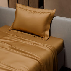 Single Bedsheet With 1 Pillow Cover - 60 X 90 Inches, Gold | Premium Bedding Set, Home Decor, Wedding Gift For Couples, Housewarming, Anniversary