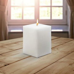 WHITE SQUARE CANDLE 4 INCH PACK OF 5 | PERFECT FOR WEDDDING CANDLE DECOR
