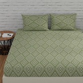 100% Pure Cotton Bedsheet For King Size With 2 Pillow Covers - 72 X 78 Inches, Sage Green | Breathable Long Lasting Light Weight Wrinkle Free Bedsheet