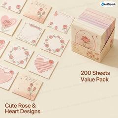 Sticky Notes – 200 Sheets Morning & Rose Memo Pad For Study, Writing, Planning (Rose Roll)