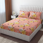 Premium Heavy Cotton Elastic Fitted Bedsheets With 2 King Size Pillow Covers | 72 X 78 Inches, Baby Pink - Double Bed With All Around Elastic | 350 Thread Count