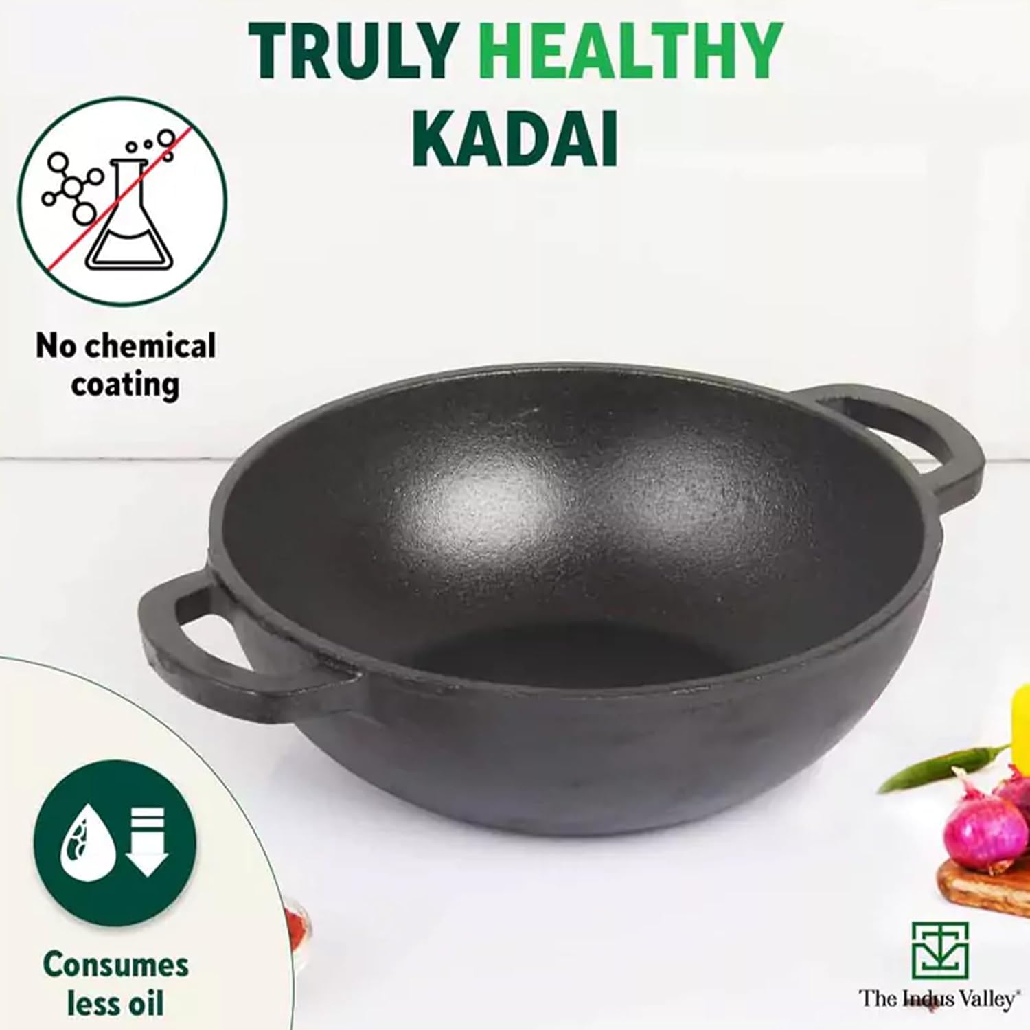 Pre-Seasoned Black Cast Iron Cookware Set + Free Iron Tadka Pan - Kadai 25.4cm, 2.3 Liters + Tawa 30.5cm | Kitchen Cooking Combo Pots & Pans Set Of 3 Pcs - Naturally Nonstick Pre-Seasoned Black Cast Iron Cookware Set + Free Iron Tadka Pan - Kadai 25.4cm, 2.3 Liters + Tawa 30.5cm | Kitchen Cooking Combo Pots & Pans Set Of 3 Pcs - Naturally Nonstick