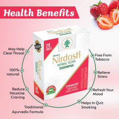 Strawberry Flavored Herbal Filter Dhoompan Sticks - Pack Of 2X 20 Pcs Herbal Cigarette | Bidi Sticks Rolled In Tendu Leaves, Non-Addictive Sticks - Tobacco Free & Nicotine Free