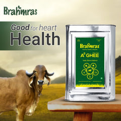 Natural Premium A2 Cow Ghee By Brahmras | Rich In Vitamins Using Traditional Bilona Method Cow Ghee Good For Cooking | (5 Litr) 169.0 Ounce | Tin Pack