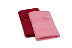 Liberty Towels Soft Cotton Large Size Hand & Face Towels 400 Gsm | Quick Dry Sweat & Workout Towels For Men & Women (Maroon & Pink) - Pack Of 2