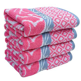 Stamio Cotton Hand Towels 490 Gsm | Towel For Men & Women Home Kitchen Use, Gym, Wash Basin, Sports, Travel | Jacquard Towel Pink (Set Of 4)