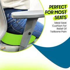 Cool Gel Memory Foam Donut Pillow, Piles Pillow, Tailbone Pain Seat Support | Standard Size, For Lower Back, Hemorrhoids, Ring Pillow, Black & Green, Donut Pillow - Combo Pack