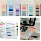 Sticky Book Tabs Book Markers - Repositionable Book Flags Strip | (6 Packs - 1200 Pcs Notes)
