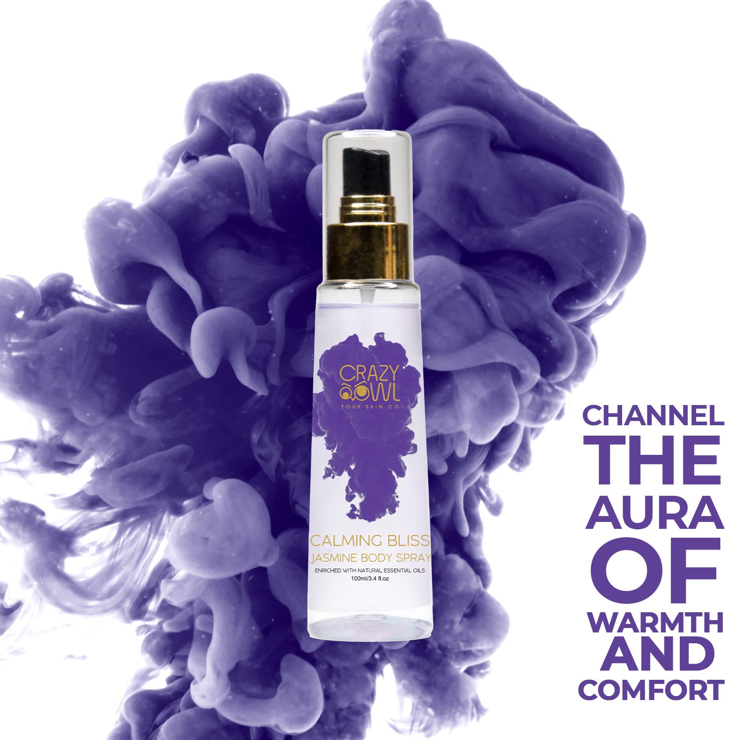 Crazy Owl Calming Bliss Jasmine Body Spray 100ml 3.4 Fl.oz. Perfect For Daily Use, Long Lasting, No Gas, Everyday Deodorant | For Unisex Crazy Owl Calming Bliss Jasmine Body Spray 100ml 3.4 Fl.oz. Perfect For Daily Use, Long Lasting, No Gas, Everyday Deodorant | For Unisex